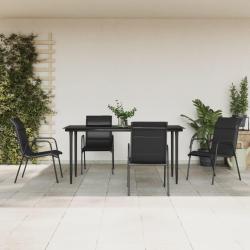 Ensemble &agrave; manger de jardin 5 pcs noir textil&egrave;ne et acier
