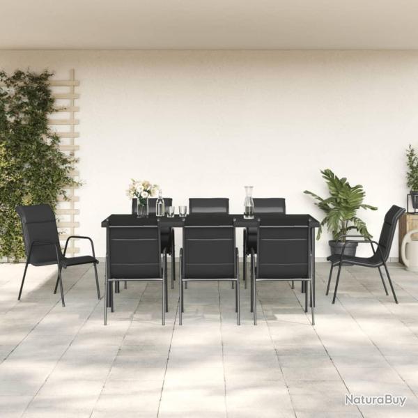 Ensemble � manger de jardin 9 pcs noir textil�ne et acier