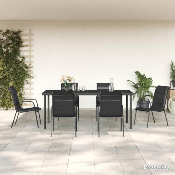 Ensemble � manger de jardin 7 pcs noir textil�ne et acier