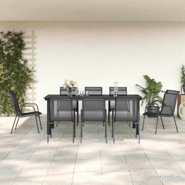 Ensemble � manger de jardin 9 pcs noir textil�ne et acier