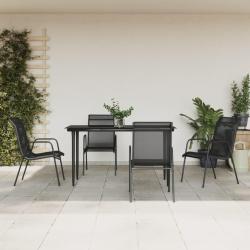 Ensemble &agrave; manger de jardin 5 pcs noir textil&egrave;ne et acier