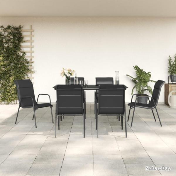 Ensemble � manger de jardin 7 pcs noir textil�ne et acier