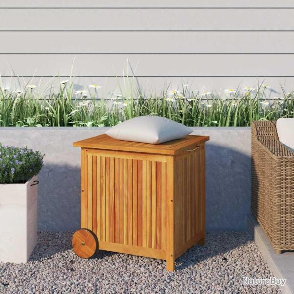 Bo�te de rangement de jardin avec roues 60x50x58 cm Bois acacia