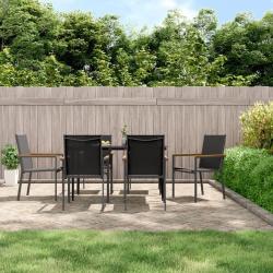 Ensemble &agrave; manger de jardin 7 pcs noir textil&egrave;ne et acier