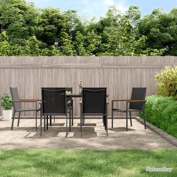 Ensemble � manger de jardin 7 pcs noir textil�ne et acier
