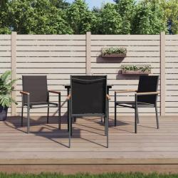 Ensemble &agrave; manger de jardin 5 pcs noir textil&egrave;ne et acier