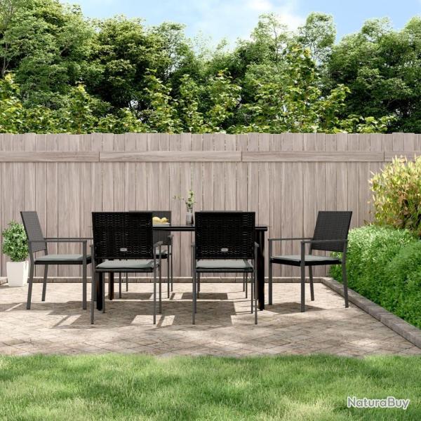 Ensemble � manger de jardin 7 pcs coussins r�sine tress�e acier