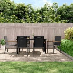 Ensemble &agrave; manger de jardin 7 pcs noir textil&egrave;ne et acier