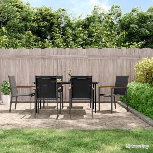 Ensemble � manger de jardin 7 pcs noir textil�ne et acier