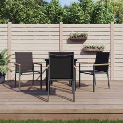 Ensemble &agrave; manger de jardin 5 pcs noir textil&egrave;ne et acier