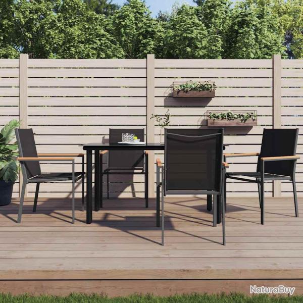 Ensemble � manger de jardin 5 pcs noir textil�ne et acier