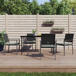 Ensemble &agrave; manger de jardin 5 pcs coussins r&eacute;sine tress&eacute;e acier
