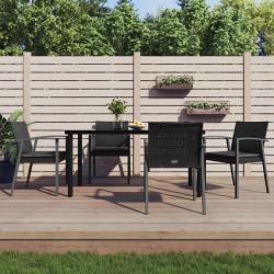 Ensemble &agrave; manger de jardin 5 pcs coussins r&eacute;sine tress&eacute;e acier