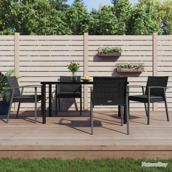 Ensemble � manger de jardin 5 pcs coussins r�sine tress�e acier