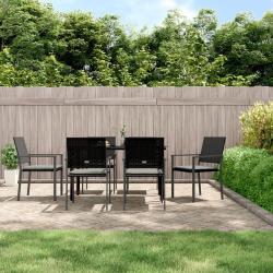 Ensemble &agrave; manger de jardin 7 pcs coussins r&eacute;sine tress&eacute;e acier