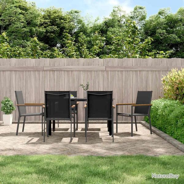 Ensemble � manger de jardin 7 pcs noir textil�ne et acier
