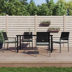 Ensemble &agrave; manger de jardin 5 pcs coussins r&eacute;sine tress&eacute;e acier