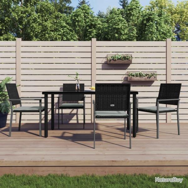 Ensemble � manger de jardin 5 pcs coussins r�sine tress�e acier