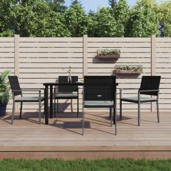 Ensemble &agrave; manger de jardin 5 pcs coussins r&eacute;sine tress&eacute;e acier