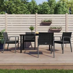 Ensemble &agrave; manger de jardin 5 pcs coussins r&eacute;sine tress&eacute;e acier