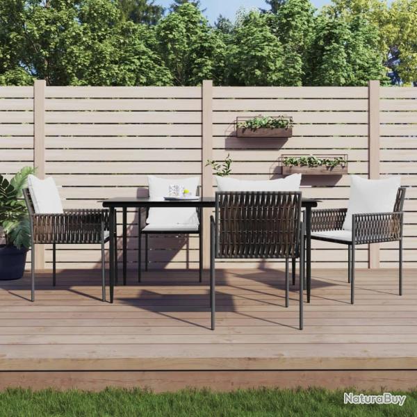 Ensemble � manger de jardin 5 pcs coussins r�sine tress�e acier