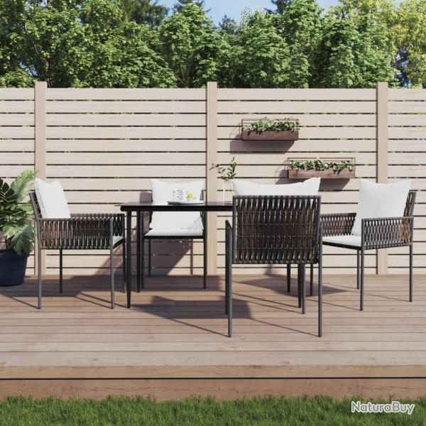Ensemble � manger de jardin 5 pcs coussins r�sine tress�e acier