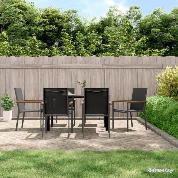 Chaises de jardin lot de 6 noir 55x61,5x90cm textil�ne et acier