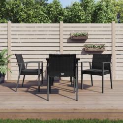 Ensemble &agrave; manger de jardin 5 pcs coussins r&eacute;sine tress&eacute;e acier