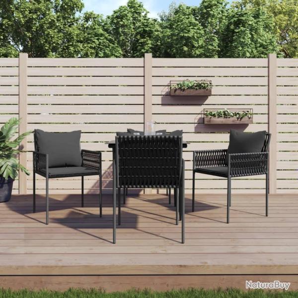 Ensemble � manger de jardin 5 pcs coussins r�sine tress�e acier