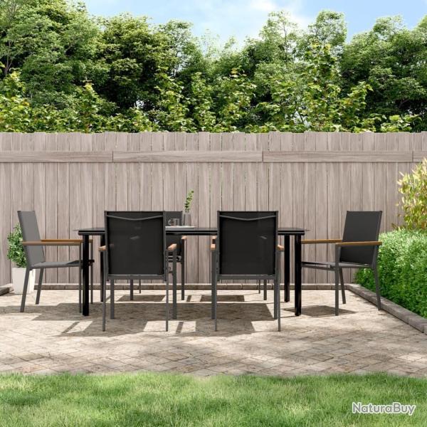Ensemble � manger de jardin 7 pcs noir textil�ne et acier