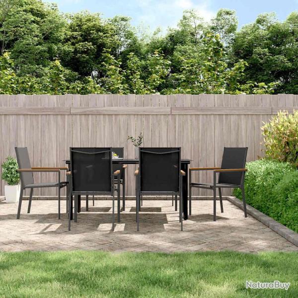 Ensemble � manger de jardin 7 pcs noir textil�ne et acier