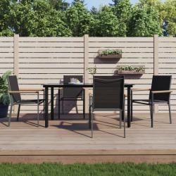 Ensemble &agrave; manger de jardin 5 pcs noir textil&egrave;ne et acier