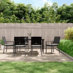 Ensemble &agrave; manger de jardin 7 pcs coussins r&eacute;sine tress&eacute;e acier