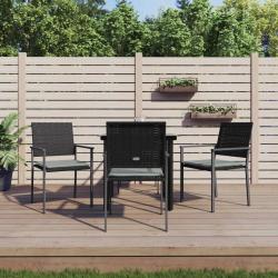 Ensemble &agrave; manger de jardin 5 pcs coussins r&eacute;sine tress&eacute;e acier