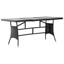 Table de jardin noir 170x80x74 cm r&eacute;sine tress&eacute;e