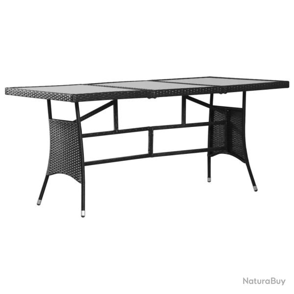 Table de jardin noir 170x80x74 cm r�sine tress�e