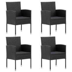 Chaises de jardin coussins noir lot de 4 noir r&eacute;sine tress&eacute;e