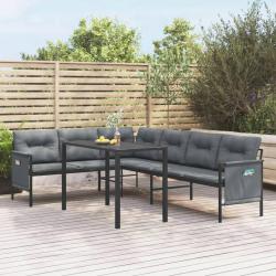 Ensemble &agrave; manger de jardin 2 pcs anthracite acier
