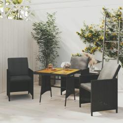 Table de jardin Noir 70x70x72 cm R&eacute;sine tress&eacute;e et acacia