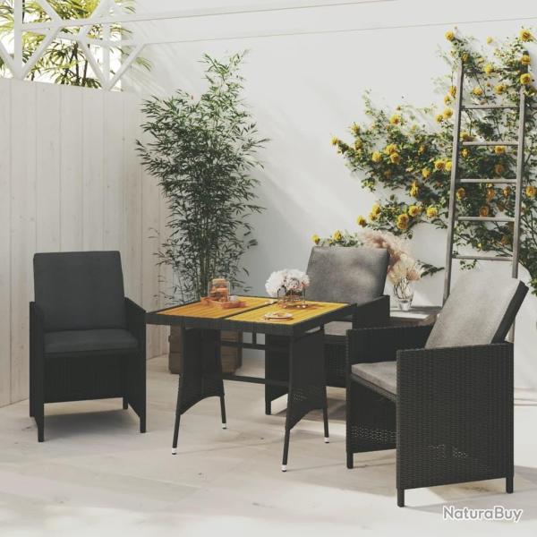 Table de jardin Noir 70x70x72 cm R�sine tress�e et acacia