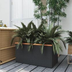 Jardini&egrave;re noir 80x40x40 cm r&eacute;sine tress&eacute;e