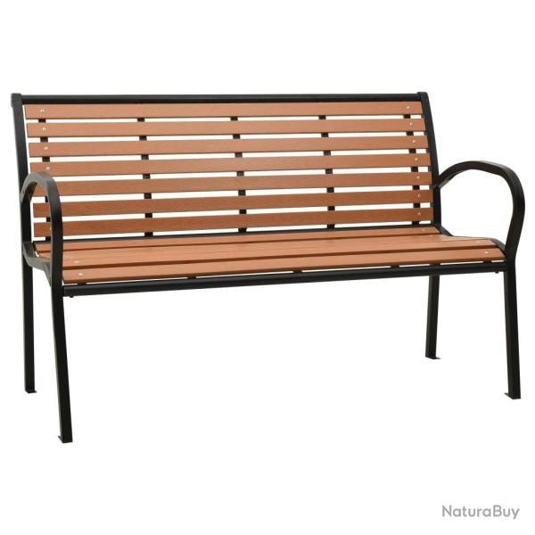 Banc de jardin Noir et marron 116 cm Acier et WPC