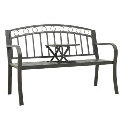 Banc de jardin avec table Gris 120 cm Acier