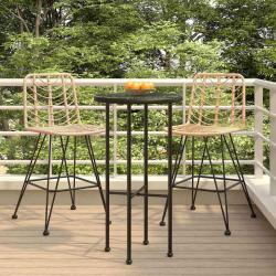 Tabourets de bar lot de 2 45x56x103,5cm R&eacute;sine tress&eacute;e et acier