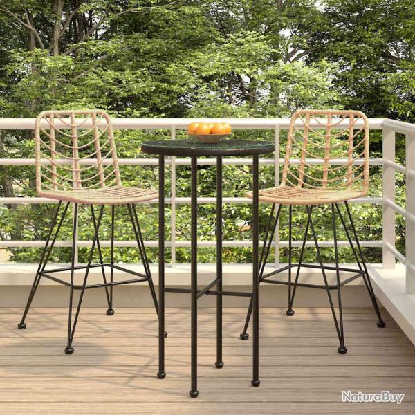 Tabourets de bar lot de 2 45x56x103,5cm R�sine tress�e et acier