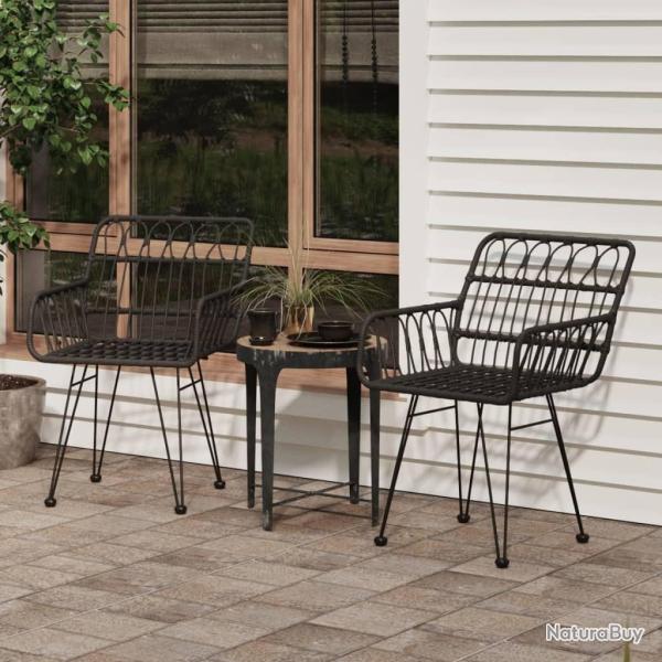 Chaises de jardin lot de 2 avec accoudoir Noir 56x64x80 cm