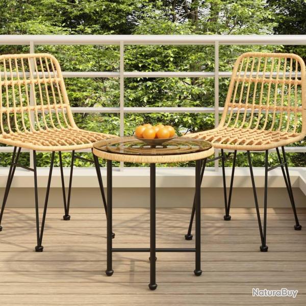 Table de salle � manger �50 cm Verre tremp� et acier