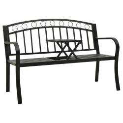 Banc de jardin avec table Noir 120 cm Acier