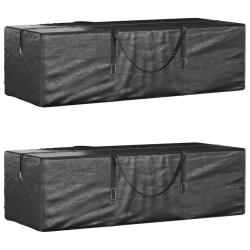 Sacs de rangement pour sapin de No&euml;l 2 pcs noir poly&eacute;thyl&egrave;ne