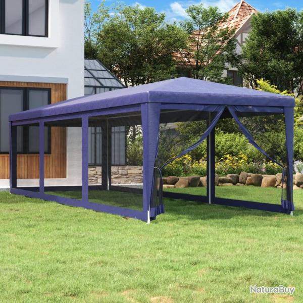 Tente de f�te avec 8 parois lat�rales en maille Bleu 3x9 m PEHD